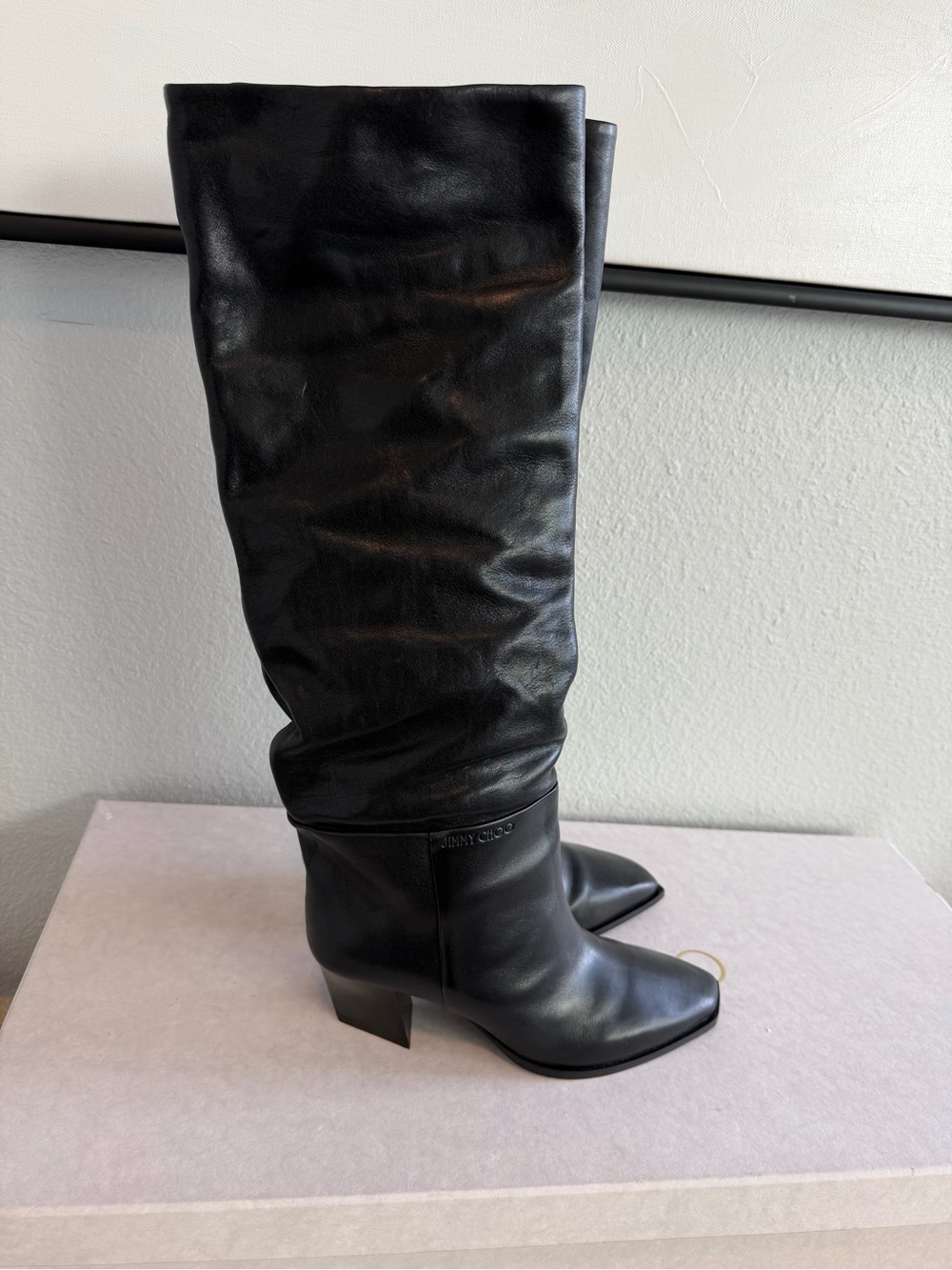 Jimmy Choo Hart 60 Square Toe Boots SIZE 38- BNWT (originally $2000)